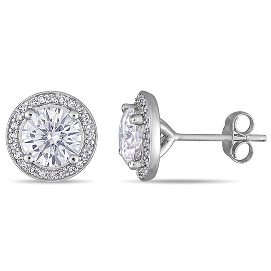 Moissanite Halo Earrings